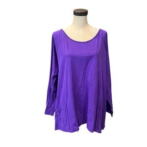 Avani del Amour Women’s Purple Long Sleeve high low Top with Pockets NEW